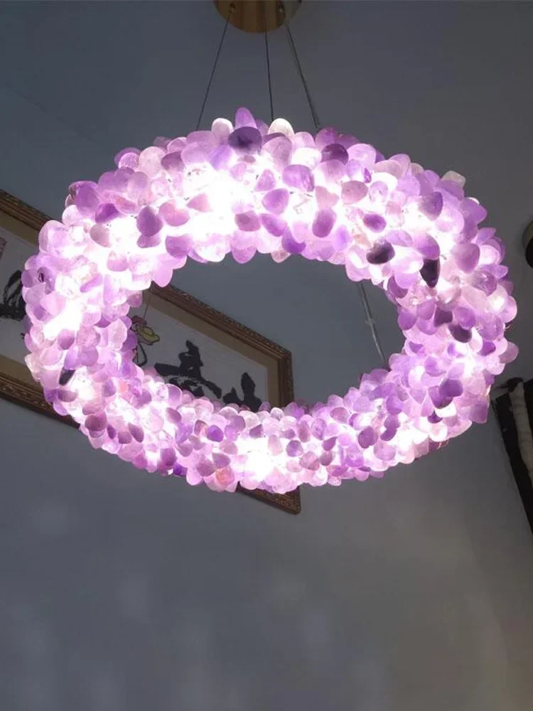 

SANDYHA Luxury Natural Crystal Pendant Lamp Nordic Chandelier Living Dining Bedroom Villa Home Decor Stylish Lighting