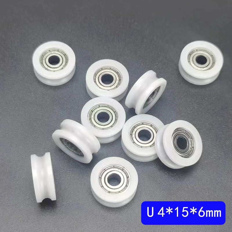 10 Stück U-Nut-Schiebeüberzogenes POM-Material mit 604zz 624zz 695zz 625z, Nylon-Riemenscheibe mit tiefer Nut, Nylon-Lager-Riemenscheibenrolle