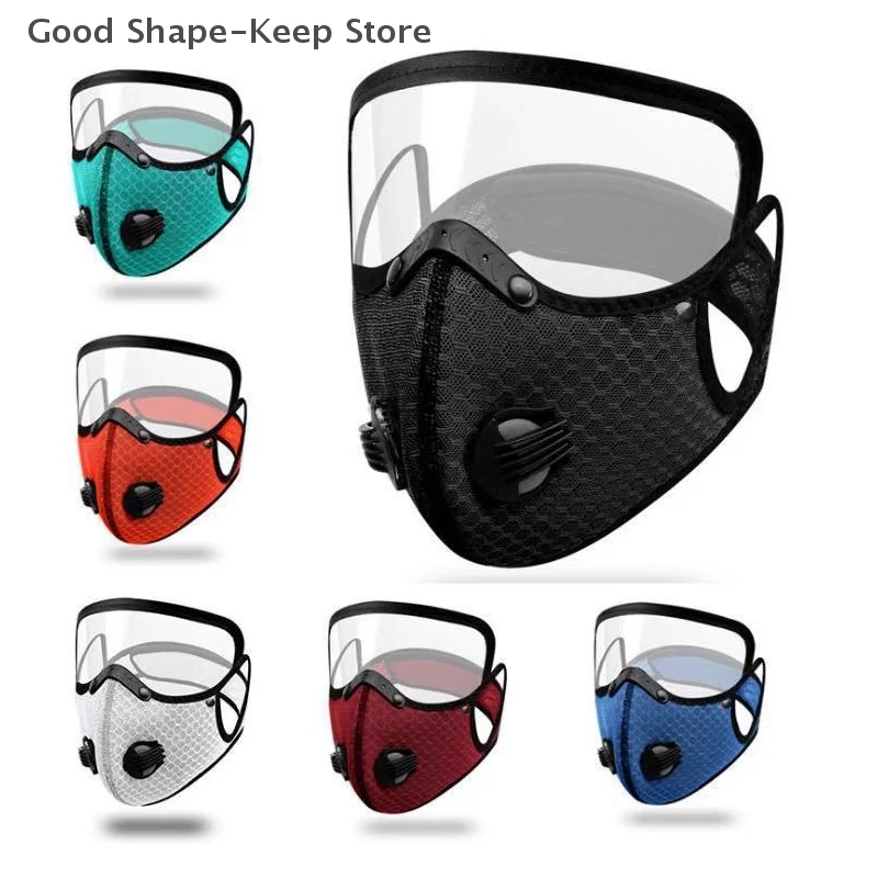 Fahrrad-Gesichtsmaske für Herren mit Filterbrille, waschbar, wiederverwendbar, Sport, staubdicht, Bandana, Aktivkohlefilter, Outdoor-Schutz
