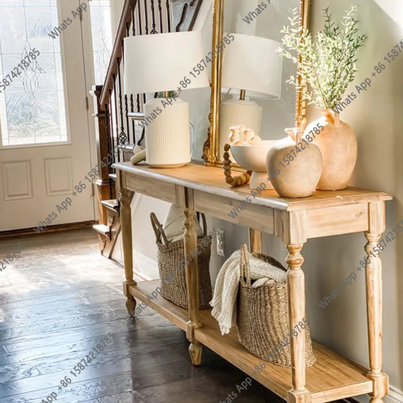 Rt American Solid Wood Designer Retro And Old Wall Decoration Table, Entrance Entrance Table Can Be Customized