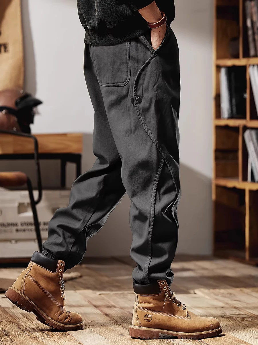 

Loose American Retro Work Pants Men's Spring Autumn Faion Brand Elastic Casual Trousers Straight Leg Cargo Pants