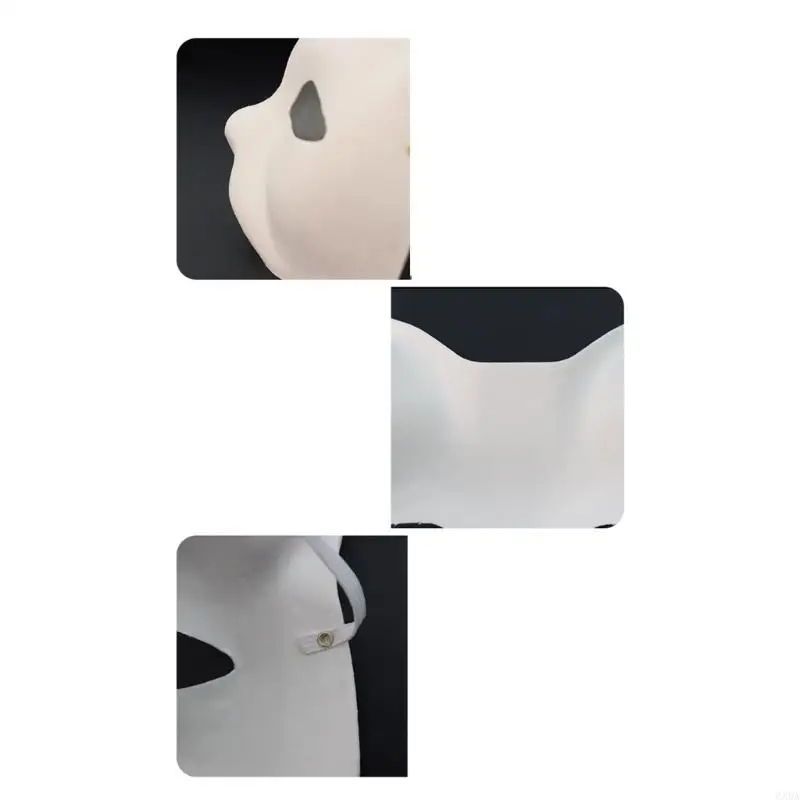 6Pieces White Cats Face Mask Unpainted Masquerades Mask for Halloween Includes Furry Trim Eye Mesh Felted Cloth Sticker 6XDA