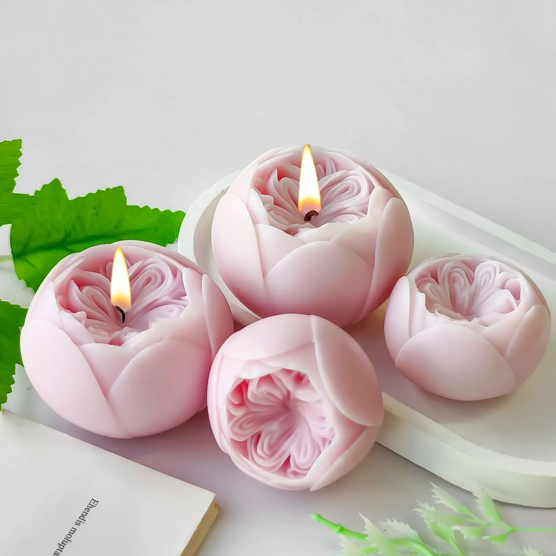3D Austin Rose Ball Kerze Silikonform handgemachte Blume Seife Gips Handwerk Harz Zement Form DIY Schokolade Eis Backzubehör