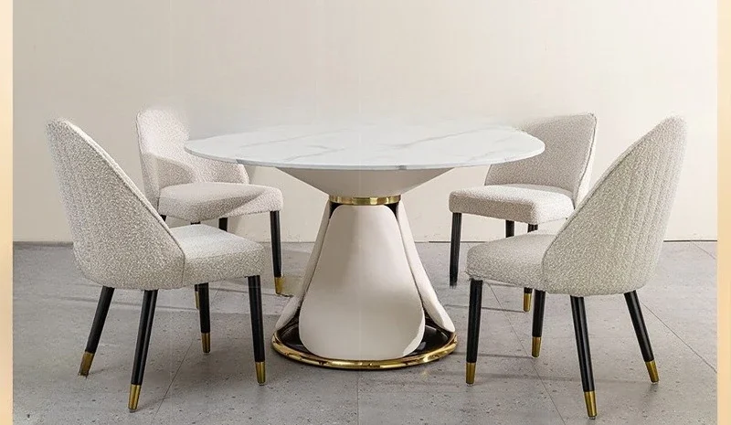 طاولة طعام مستديرة من الرخام، طاولة طعام منزلية ذات إحساس عالٍ، طاولة طعام مستديرة عائمة صغيرة #2