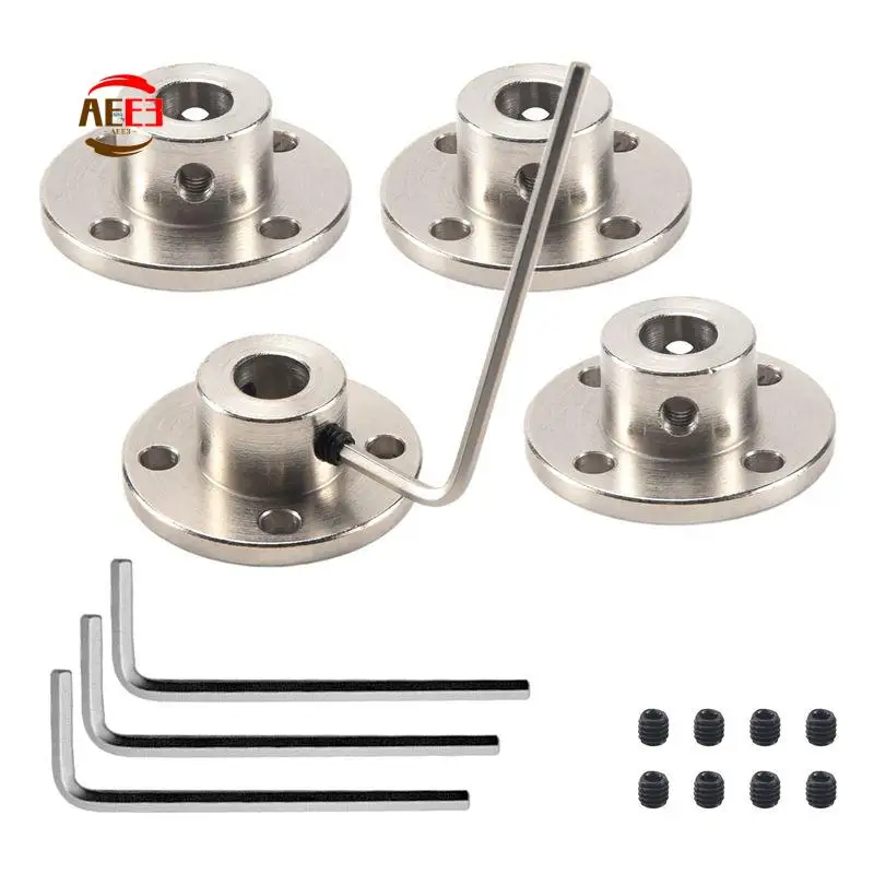 AEE3-8Mm Flange Coupling Connector, Rigid Guide Steel Model Coupler Accessory, Shaft Axis Fittings For RC Model Motors(4 Pack)