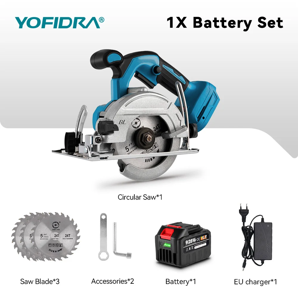 5 inch 125 mm borstelloze draadloze efficiënte elektrische cirkelzaag 0 °   tot 45e °   Verstelbare houtsnijden voor Makita 18V batterijpin