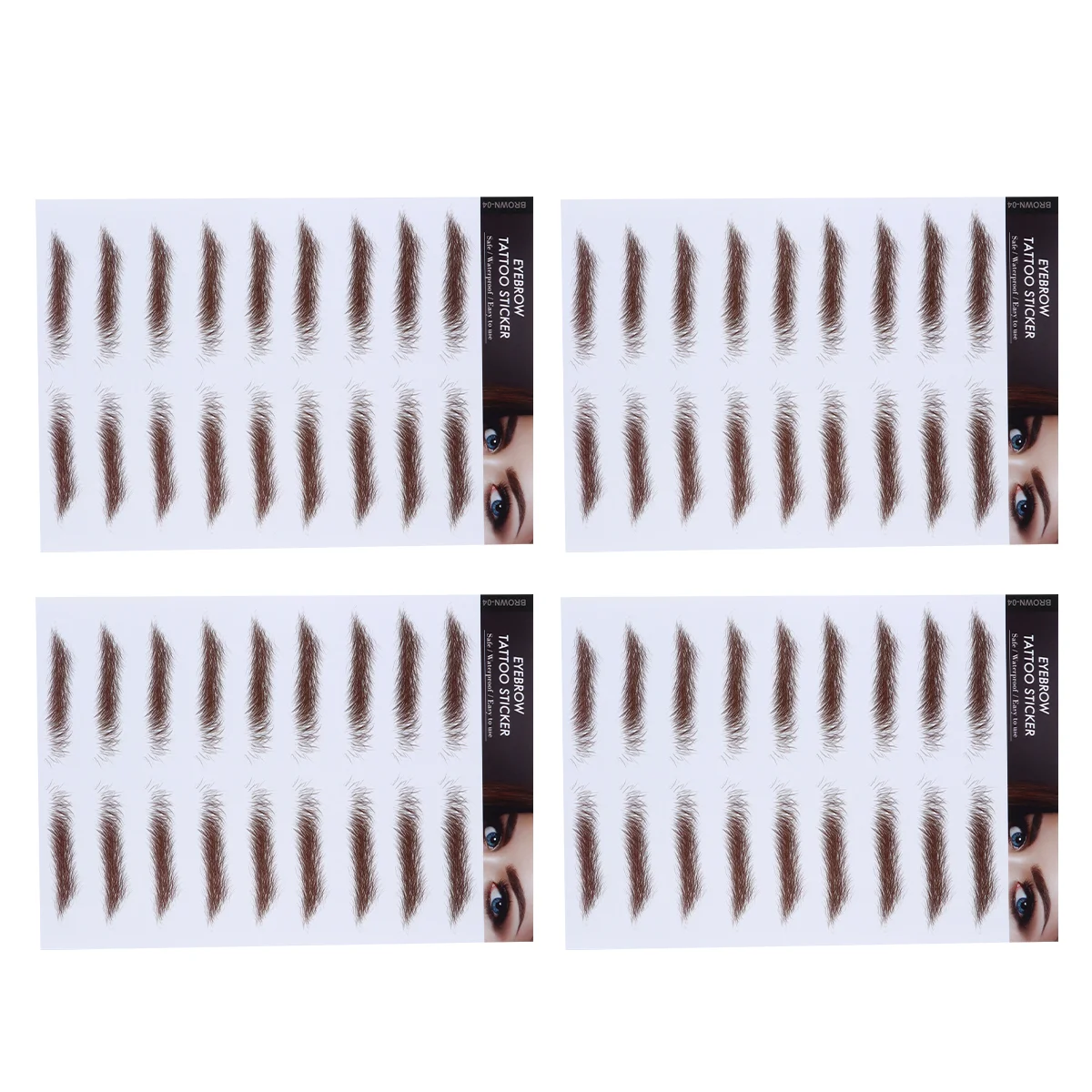 4 Pcs Fluffy Eyebrow Stickers Makeup Cosmetics Stenciebrow Transfer with Soy Ink Mascara 6D Hair-Like Eyebrows