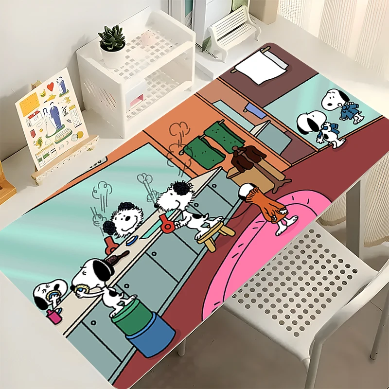 Alfombrilla de ratón para jugadores de Snoopy, alfombrilla de ratón para juegos extendidos, teclado para juegos, alfombra duradera de goma