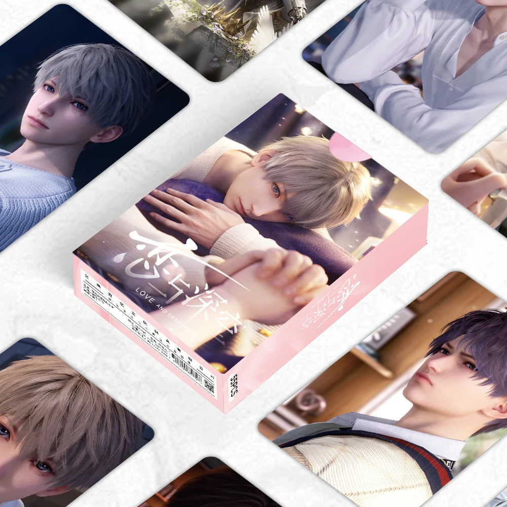 55 Pcs/Set Game Love And Deepspace Sylus Lomo Card Qin Che Personal Character Laser Glitter Photo Card Fans Collection Gift