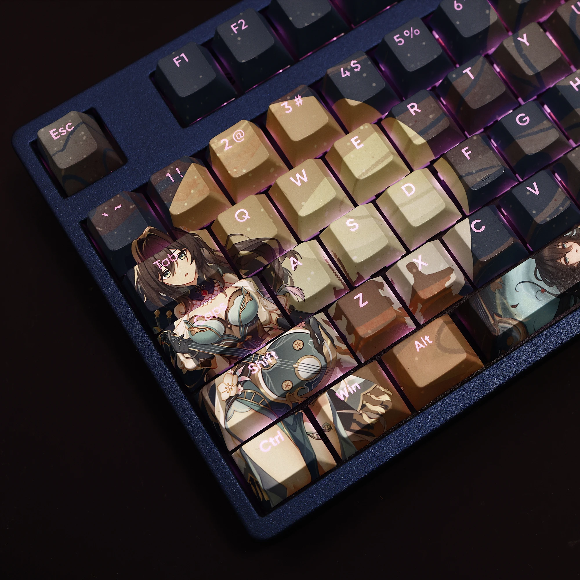 Ruan Mei 108 Keycap Honkai Star Rail PBT DYE Sublimation Light Transmitting Cherry Switch Cross Key Cover Mechanical Keyboard