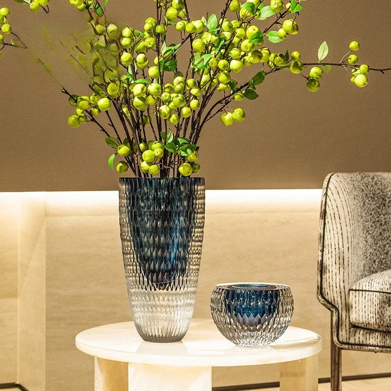 زخرفة ديكور غرفة المعيشة الراقية الإبداعية المزججة باللون الأزرق السميك الثقيل #2