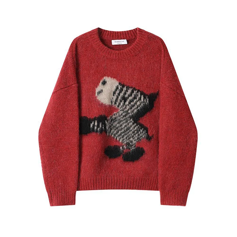 

Korean Fashion Cute Cartoon Sweater Women Autumn Winter New Vintage Sweet O Neck Knitted Jumper Casual Long Sleeve Pullover