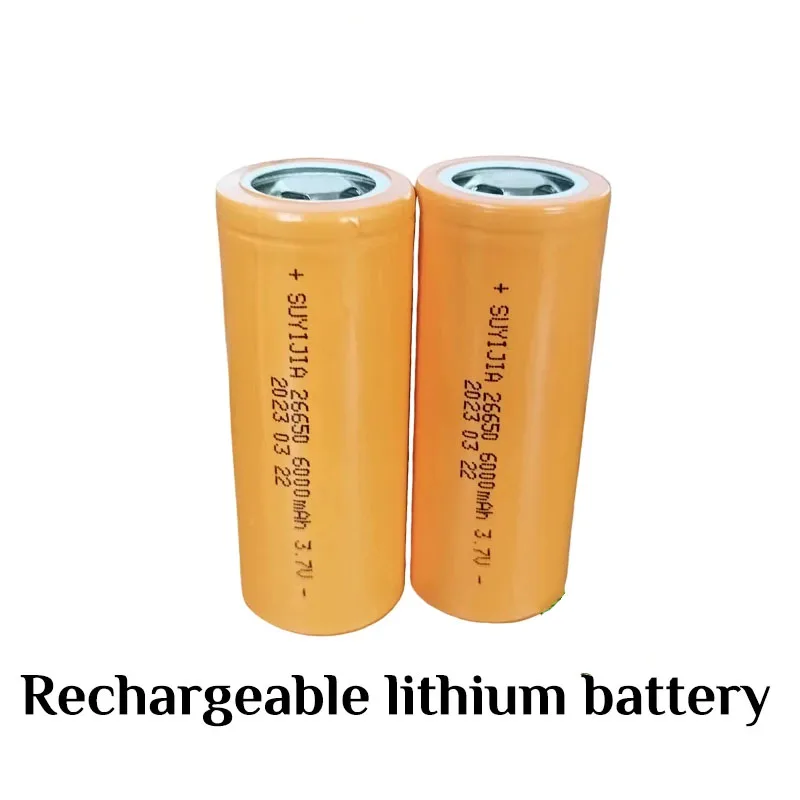 100% Original 26650 3.7V Battery 6000mah Large Capacity Li-Ion Rechargeable Battery for LED Flashlight Flashlight Power Tools