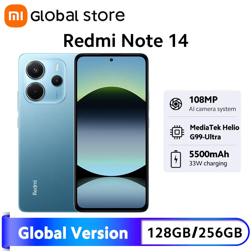 新型グローバル版 Xiaomi Redmi Note 14 スマートフォン 128GB / 256GB