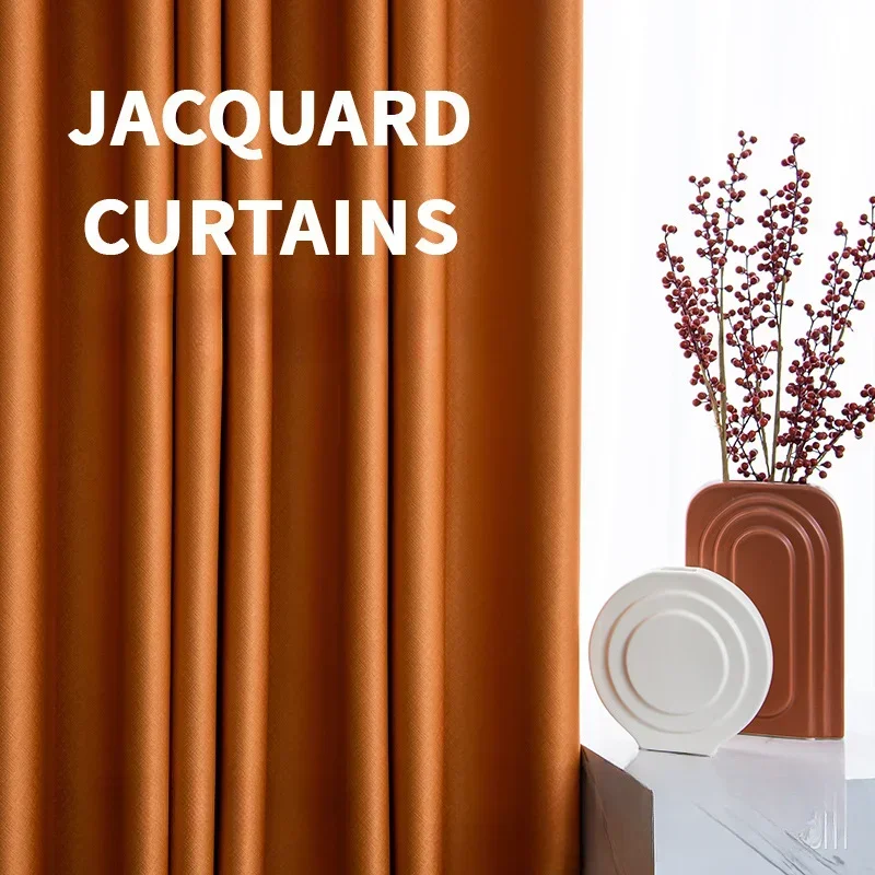 

Orange Modern Fashion Luxury Curtains for Living Room Bedroom Blackout Prague Jacquard Texture Tulle Elegant Customize