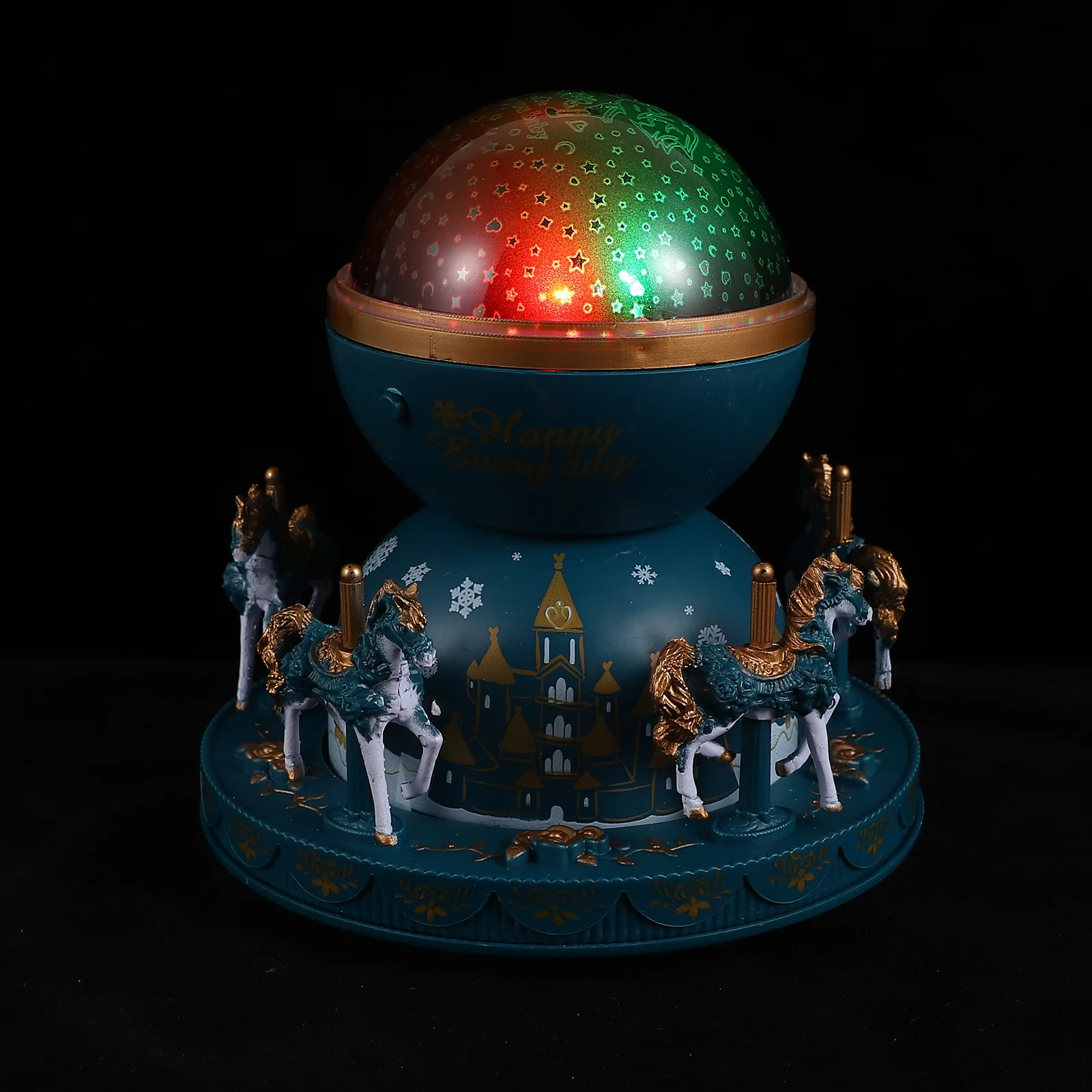 صندوق تشغيل الموسيقى الدائري الفريد متعدد الألوان مصباح الإسقاط صندوق ميلودي ساحر هدية عيد ميلاد ضوء الإسقاط كاروسيل