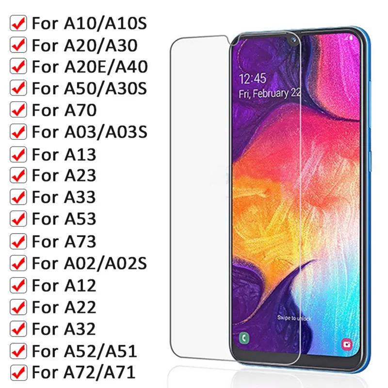 9D Full Tempered Glass On For Samsung Galaxy A03 A13 A23 A53 A73 A02 A12 A32 A52 A72 A10S A20 A30 A40 A50 Screen Protector Film