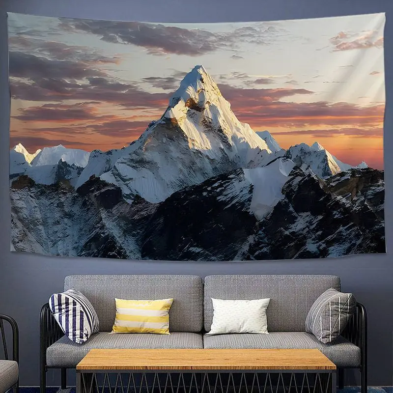 VIKAMA Snow Peak Mountain Tapestry Natural Landscape Wall Hanging Wilderness Aesthetic Bedroom Living Room Polyester Decor
