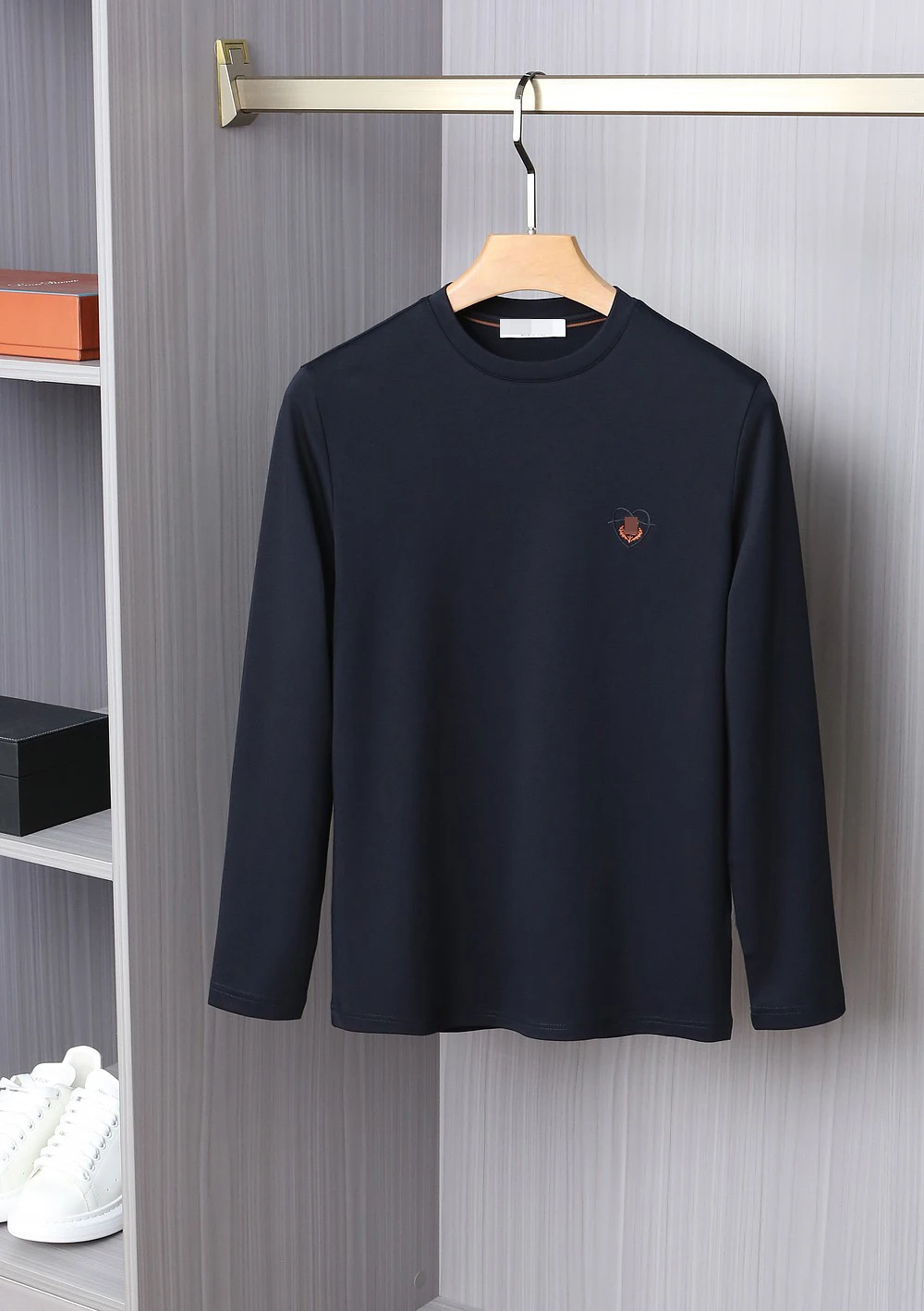 2024 DIKU24 year autumn and winter new collection, men's high-end business casual clean color round neck shirt S-XXL