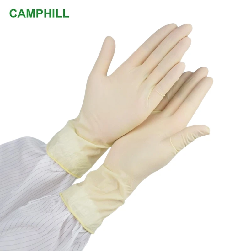 Recommen 9-inch palm textured surface anti slip powder free glove Clean room, Aseptic room disposable sterilization latex gloves