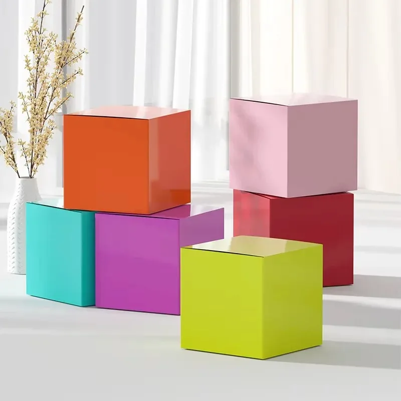 Folding Paper Box Colorful Cardboard Kraft Gift Box Diy Custom For Candle Candy Jewelry Cosmetic Wedding Party Favor Packaging