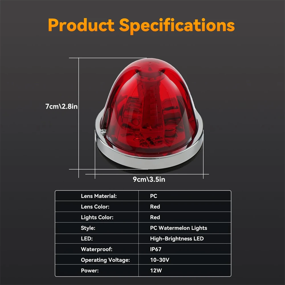 2 Stück Wassermelonen-Positionsleuchten, LED-Stroboskop-Drehleuchten, drehbare Positionsleuchten für die LKW-Dachmontage, Warnleuchten für LKW – Detail 1