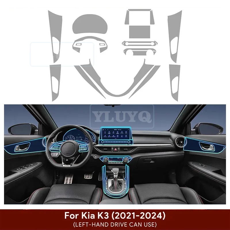 

For Kia K3 2021-2024 TPU Car Navigation Screen Film Gearbox Protective Sticker Anti-scratch Repair Interior Accessories