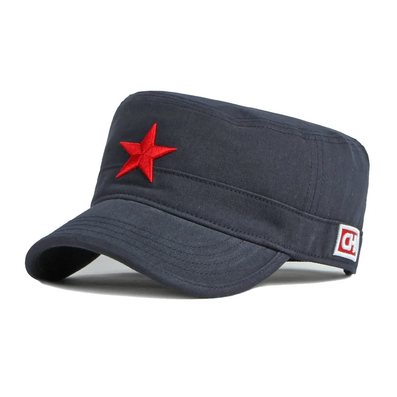 Gorra de béisbol plana para hombre, gorro con bordado de pentagrama 3D, Estrella Roja, visera para el sol al aire libre, Primavera