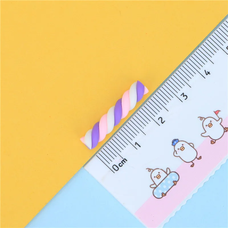 10 stücke Kawaii Spirale Marshmallow Süßigkeiten Polymer Clay Cabochon Flatback Für DIY Telefon Dekoration – Detail 4