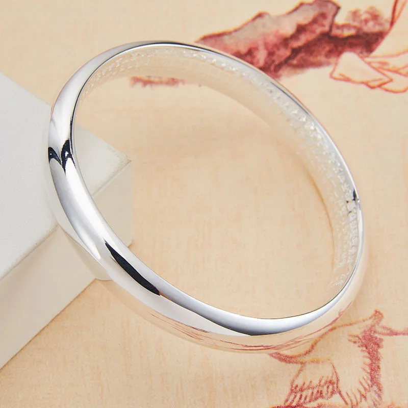 S999 Sterling Silver Men's and Women's Bangle Ancient Silver Glossy Frosted Couple Fashion Jewelry Luxury Accessories Gift