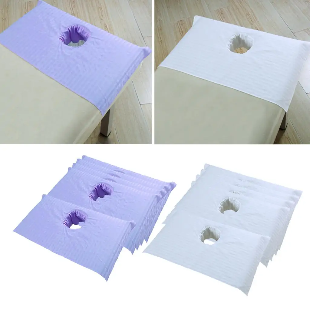 

Set of 10 Cotton SPA Massage Table Sheet Beauty Bed Face Hole Towel Cloth