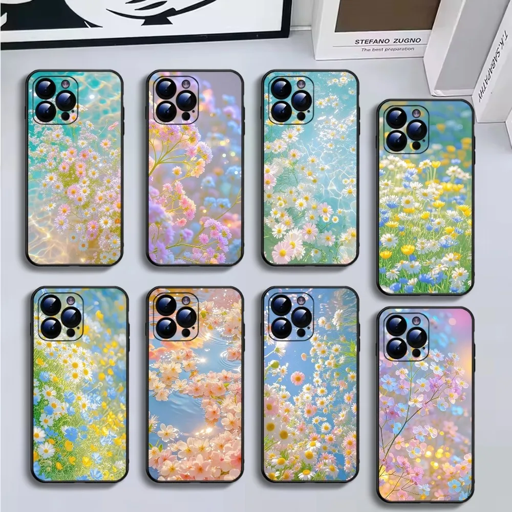 

pretty little flowers Phone Case For iPhone16,15x,XS,X,XR,SE,Mini,8,7,Soft Silicone Black Cover,14,13,12,11 Plus,Pro Ma