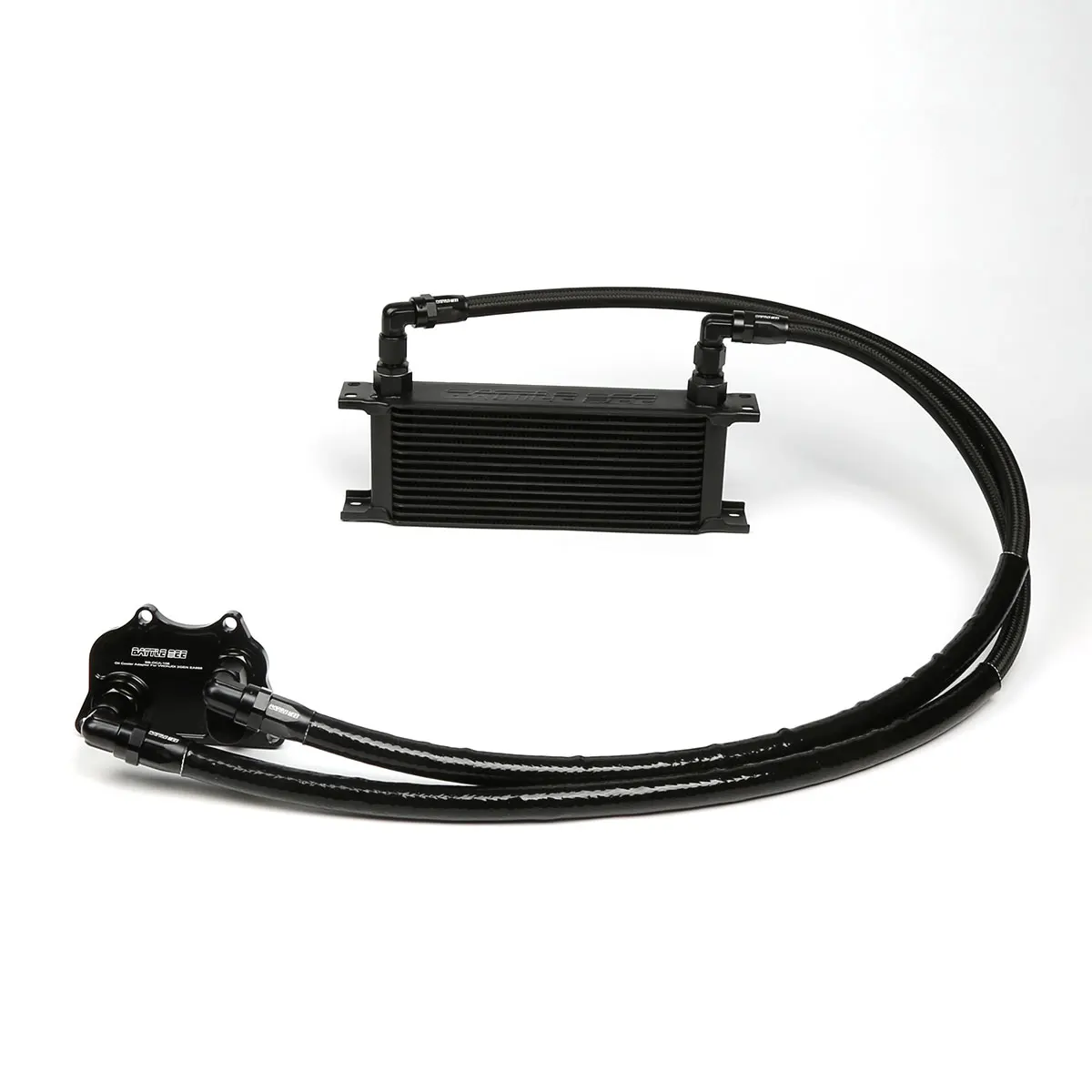 Oil Cooler Kit With AN8 Engine Oil Cooler Kit &Oil Filter Sandwich Adapter Nylon Braided Hose Line Kit BB-OCK-108