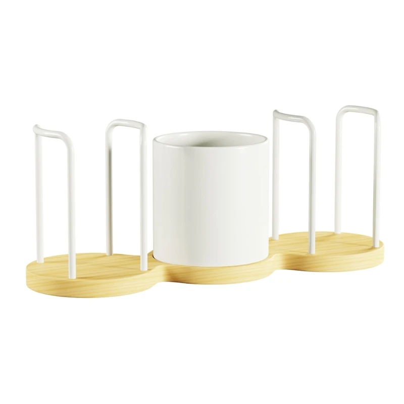 Coffee Station Paper Cup Rack with Counter Storage Plan, Side Support Frame and Top Opening Pickup Design for Shared Counters 