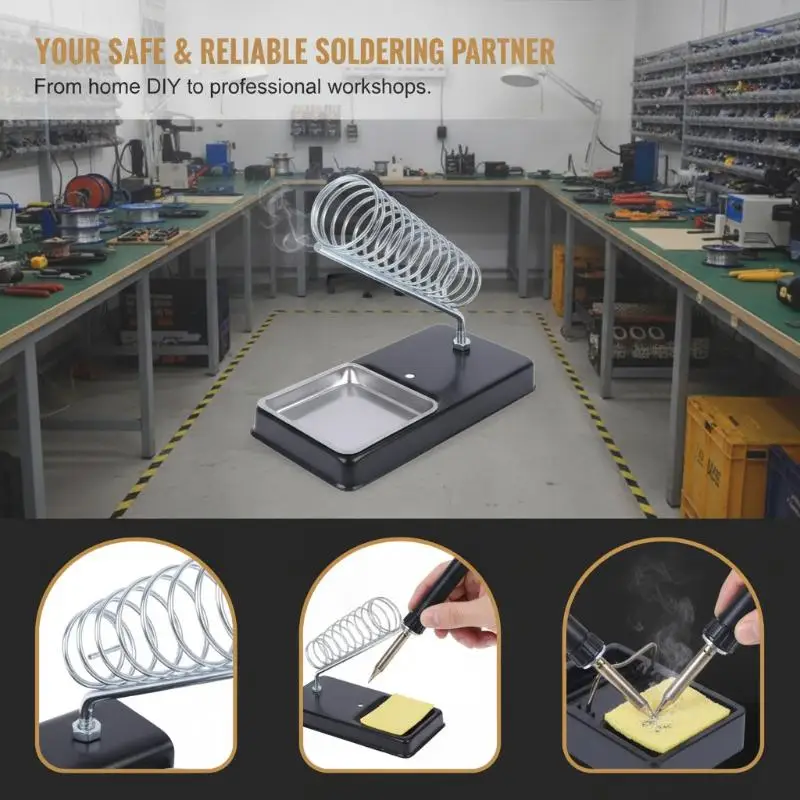 Multi-Function Soldering Iron Holder Durable Metal Spring Stand Stable Support Base for Electronics Maintenance Work