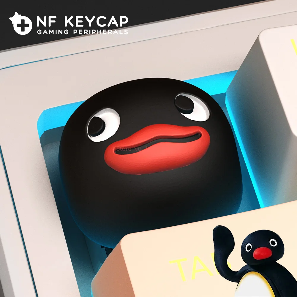 Cute Pingu Penguin Mechanical Keyboard Keycaps Personalized Toy Figure Keysets For Gamers And Collectors