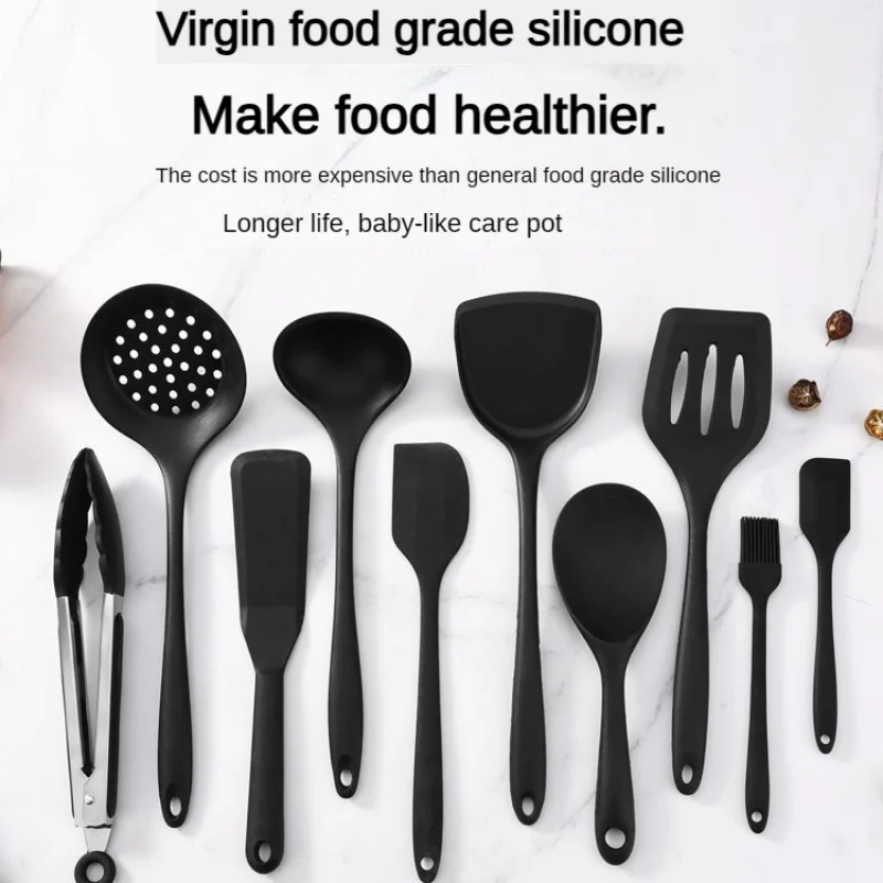 1/10PCS Food-Grade Silicone Kitchen Tools Set, Heat-Resistant Slotted Spoon for Non-Stick Cookware & Hot Pot, Multi-Use Strainer