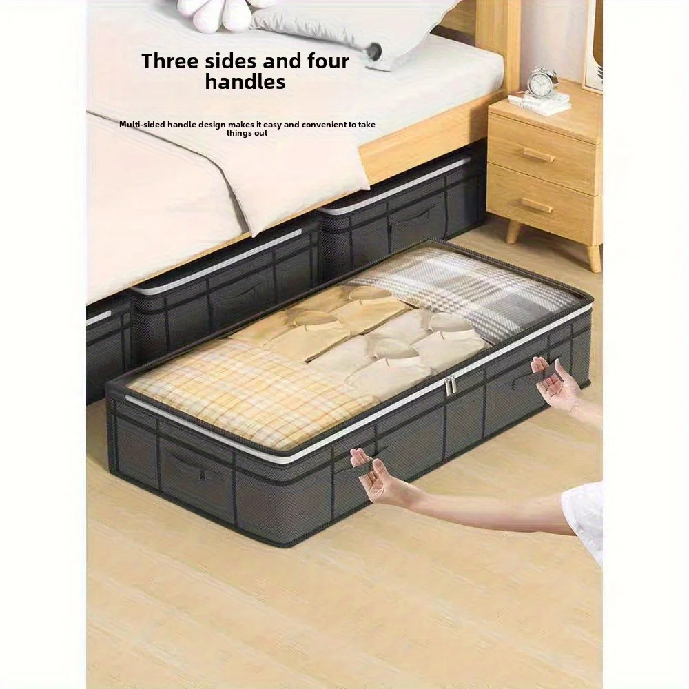 2-Pack Under-Bed Storage Bins, Large Capacity, Dustproof & Moistureproof with Clear Window Lid, Space-Saving Organizer