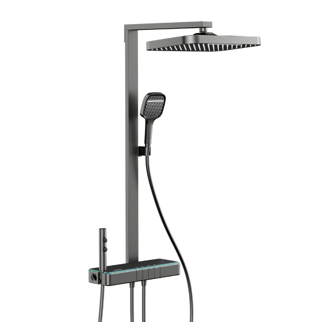 

Square tube shower waist spray, storage, ambient light, constant temperature, digital display, piano button four functions