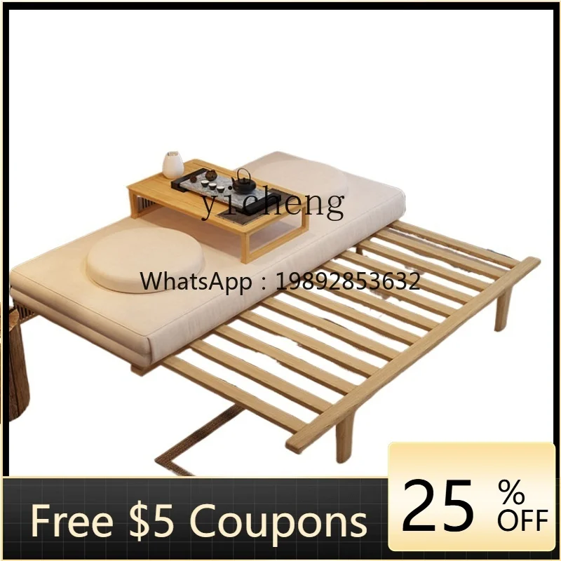Deck Solid Wood Sofa Bed Dual-Use Foldable Small Apartment Living Room Modern Minimalist Bed Frame