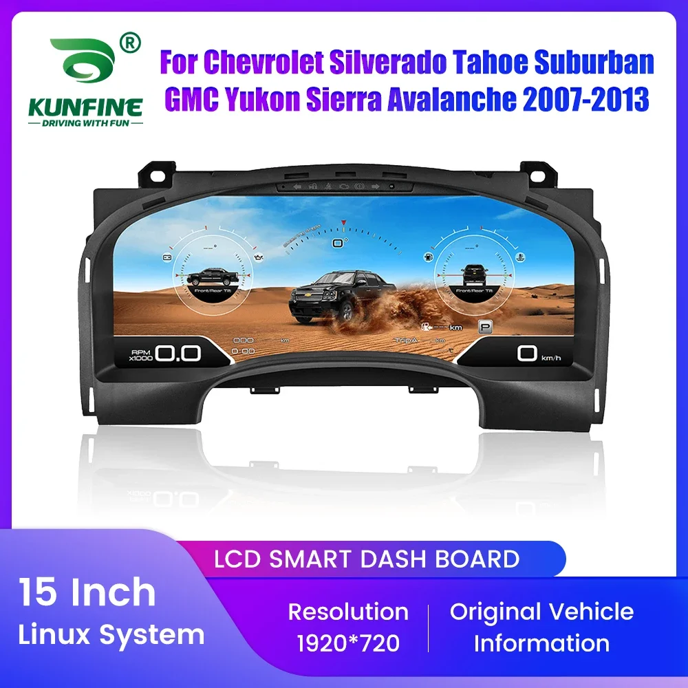 

15-дюймовый ЖК-дисплей, автомобильная цифровая приборная панель для Chevrolet Silverado Tahoe Suburban GMC Yukon Sierra 2007-13, виртуальная приборная панель