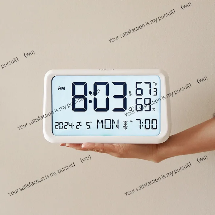 Creative new front desk clock large size LCD alarm clock multi-function living room night light 8316