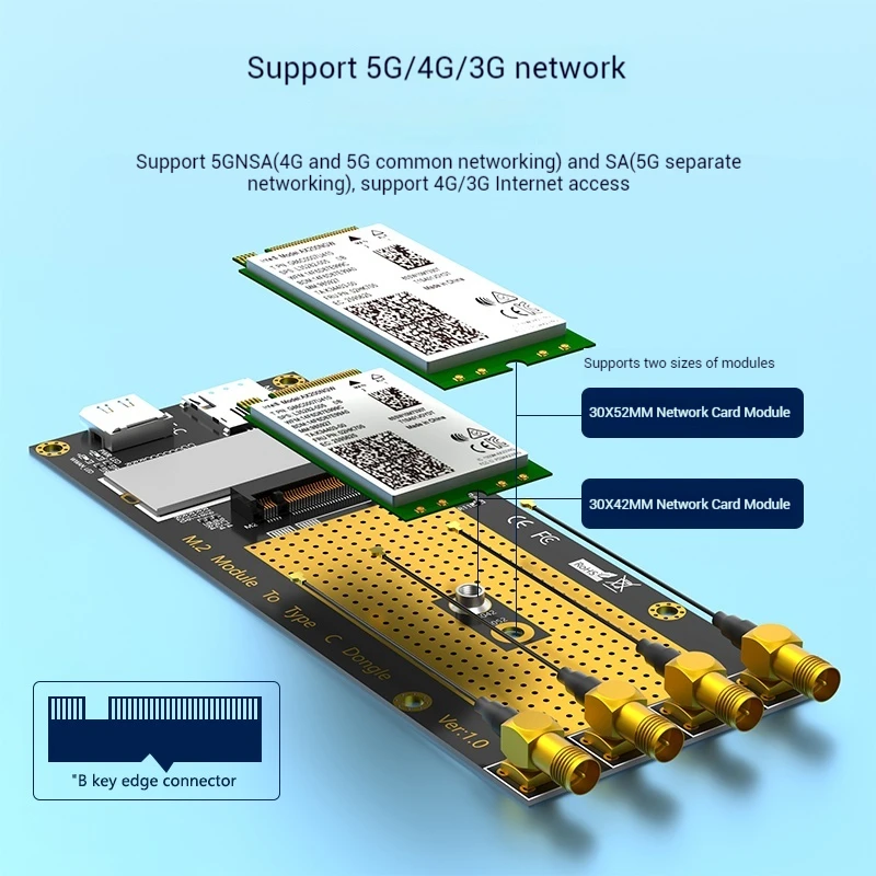 M.2 B key 4G 5G Network Card Module Adapter Card For Sierra EM9190 EM9191 SIM8300G-M2 SIM8200EA-M2 SIM8202G-M2 SIM8202E-M2 FM510