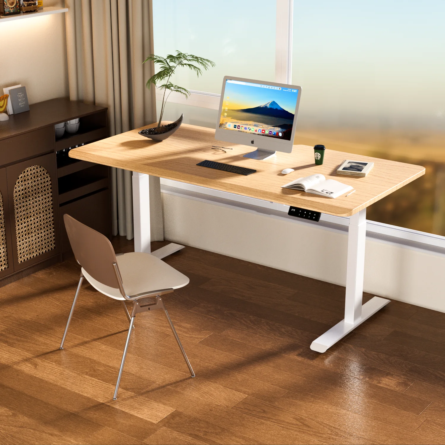 High Quality Electric Height Adjustable Single Motor Sit Stand Desk Ergonomic Design Office Home Study Modular Extendable Villa