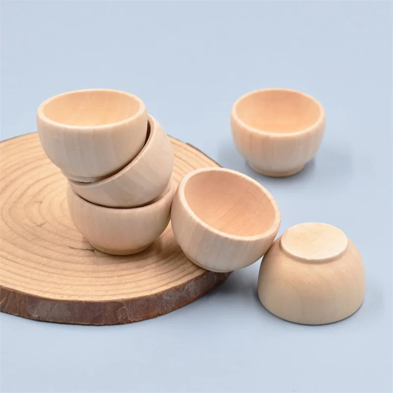 60*30MM Smll Children's Painted Wooden Bowl DIY Wooden Crafts Decor Room Small Wooden Bowl Oak Fruit Decoration