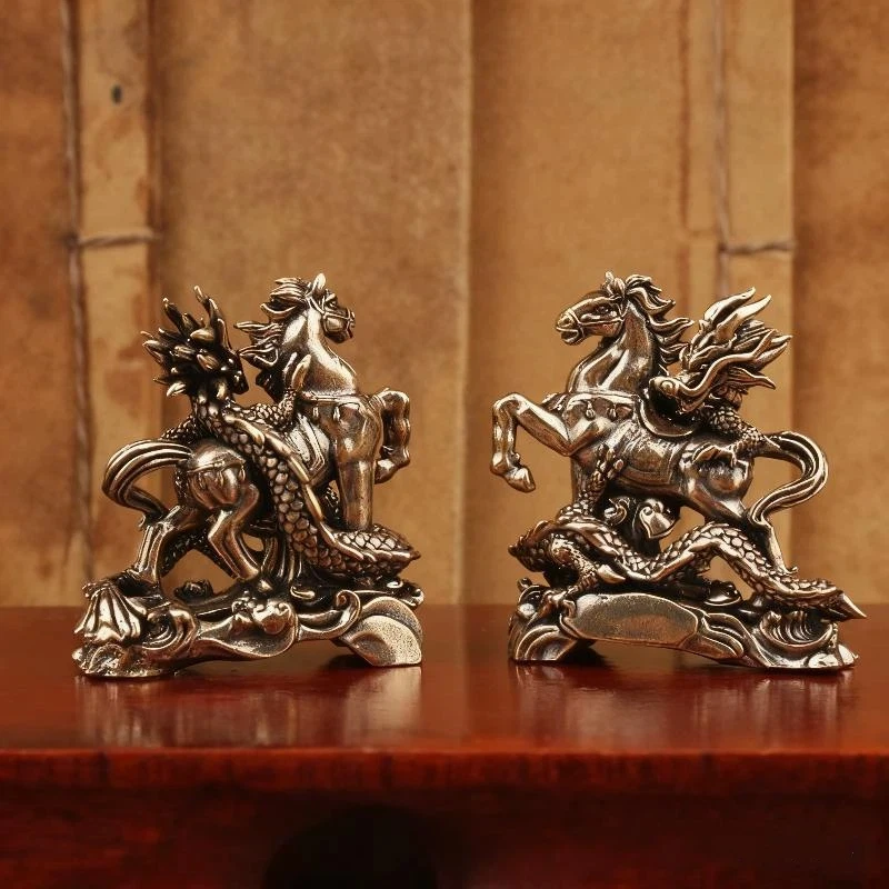 رائجة البيع 1 قطعة ركوب الطفل المنزل مكتب سطح المكتب الديكور 2026 سنة الحصان النحاس فنغ شوي الحصان التماثيل المنمنمات هدية #2