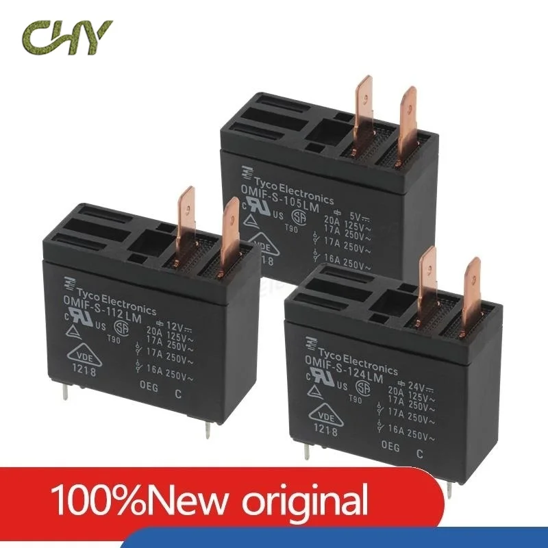 Original New TE Relay OMIF-S-105LM OMIF-S-112LM OMIF-S-124LM 20A 4PIN 5V 12V 24V Power Relay