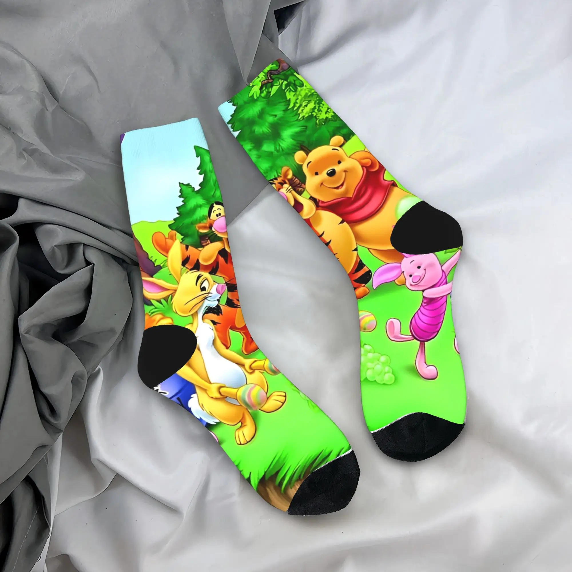 

Мужские носки Винни-Пух, чулки с героями мультфильмов, весенние средние мягкие носки в стиле ретро, спортивные нескользящие носки для бега с принтом