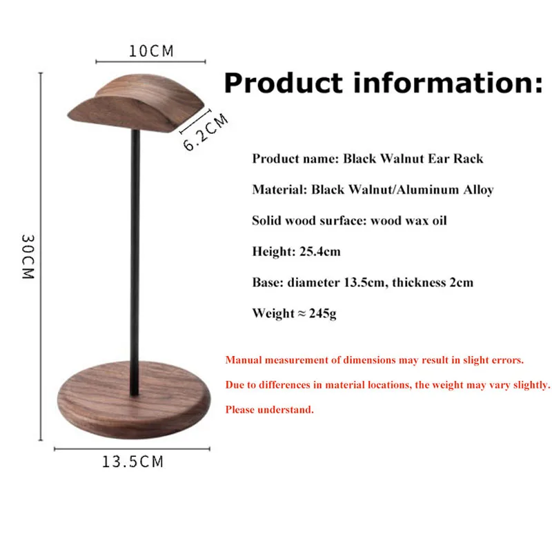Изогнутая подставка для наушников из орехового дерева + держатель для игровой гарнитуры из алюминиевого сплава, настольная полка для дисплея с утолщенным противоскользящим основанием