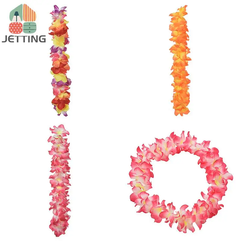 1Pc Hawaiian Flower Leis Tropical Luau Beach Party Supplies of Hula Garland Necklace Bracelet Headband Simulated Silk Flower view 6